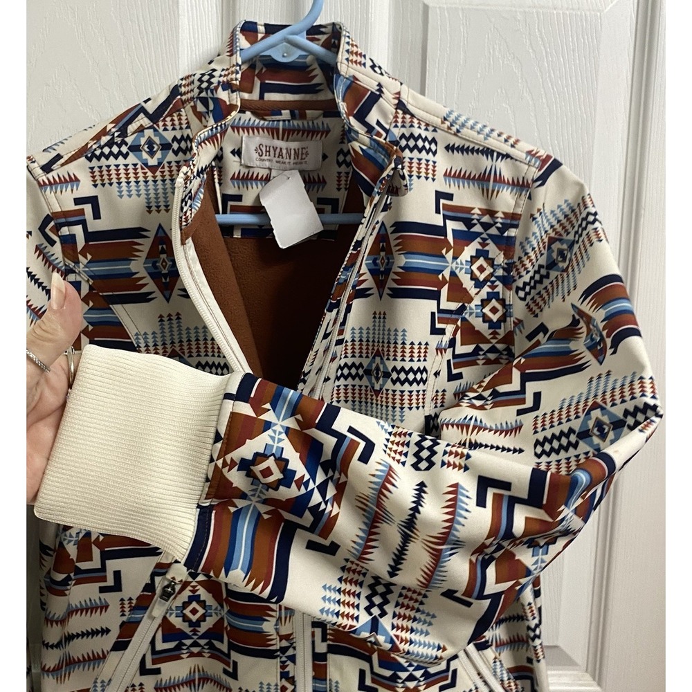 Shyanne Women Aztec Print Jacket Brown Western Cowgirl Coat Ivory/Brown NWT-S - Picture 4 of 9